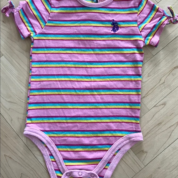 US Polo Association Overalls & Pink Stripe Onesie - Picture 6 of 7